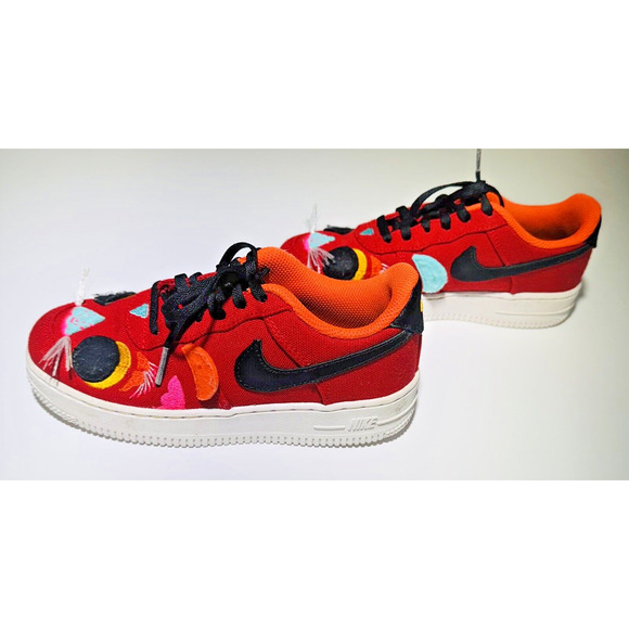 Nike Air Force One LV8 LOW CHINESE NEW YEAR RED, BLACK, ORANGE, YOUTH SIZE 1.5 - Picture 6 of 12